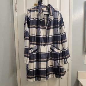 Melloday Blue Flannel Coat
